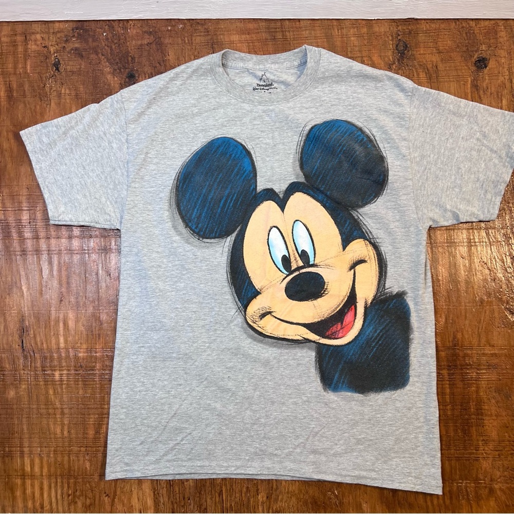 Walt Disney World L Mickie Mouse Face  Front And Back Design Gray T Shirt
